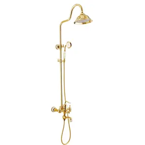 Brass Jade Shower Sets Antique Style Shower Sets Gold Wall Mounted Titanium Bathroom Chrome Ceramic Xiamen Rain Polished 3 Years