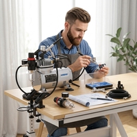Kit aérographe professionnel AS18K-2 le plus vendu avec compresseur, double action, alimentation par gravité, portable pour nail art et décoration de gâteaux