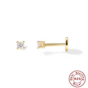 Rainbowking S925 <span class=keywords><strong>orecchini</strong></span> rotondi in <span class=keywords><strong>argento</strong></span> Sterling con zirconi con testa piatta e <span class=keywords><strong>orecchini</strong></span> traforati con filo interno <span class=keywords><strong>orecchini</strong></span> di gioielleria raffinata - Product Image 4