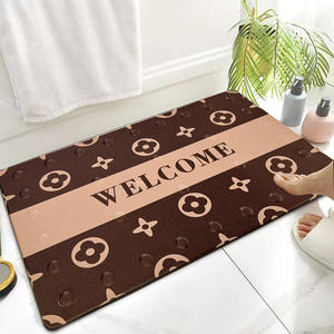 แผ่นรองอาบน้ำ PVC ทรงสี่เหลี่ยมผืนผ้า ขนาด 40x60 ซม. ดีไซน์ทันสมัยแบบมินิมอล กันลื่น กันน้ำ สำหรับห้องน้ำ ห้องอาบน้ำ ลายต้อนรับ - Product Image 1