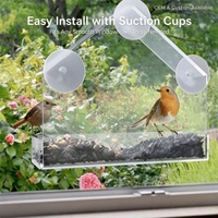 Mangeoire à oiseaux rectangulaire en acrylique avec fenêtre transparente et ventouses pour une utilisation en extérieur dans le jardin