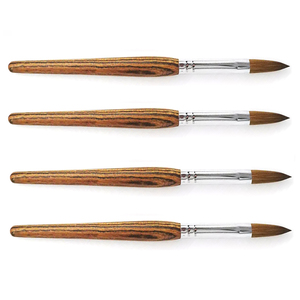 Pinceau à ongles en acrylique avec manche en bois brun, logo personnalisé, différentes tailles pour la vente en gros, utilisation en salon de manucure - Product Image 2