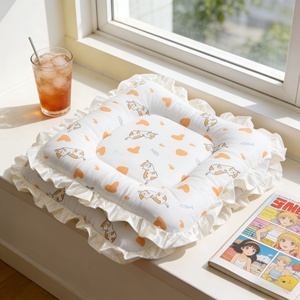 Spring Summer Ice Silk Pet Mat with Soft Cute Lace Edges Square Cartoon <strong>Dog</strong> Bed Pattern <strong>Cooling</strong> <strong>Pad</strong> for Cats &amp; <strong>Dogs</strong> - Product Image 5