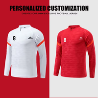Jersey Sepak Bola Lengan Panjang Remaja Pria 100% Poliester Logo Kustom Depan/Belakang Nomor Tim Cepat Kering Bernapas