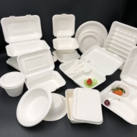Conteneurs alimentaires en bagasse 100 % biodégradables et compostables sans PFAS, boîtes à clapet en canne à sucre fabriquées au Cambodge, hors taxes