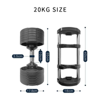 Ensemble d'haltères en acier réglables 20-40.5kg pour l'entraînement 2kg 4kg Incrément Racks inclus