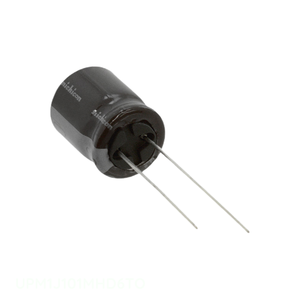 Condensador de Canal de Fabricante CAP ALUM 100UF 20% 63V RADIAL TH 100 uF de Orificio Pasante UPM1J101MHD6TO - Product Image 1