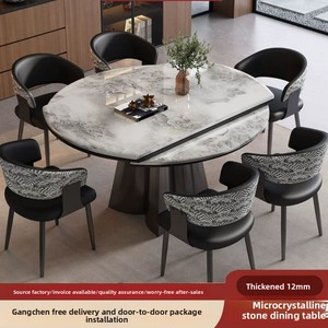 Juego de Mesa y Sillas de <span class=keywords><strong>Comedor</strong></span> Extensible y Plegable de Mármol Natural Estilo Minimalista Italiano para Apartamentos Pequeños, Muebles para el Hogar - Product Image 2