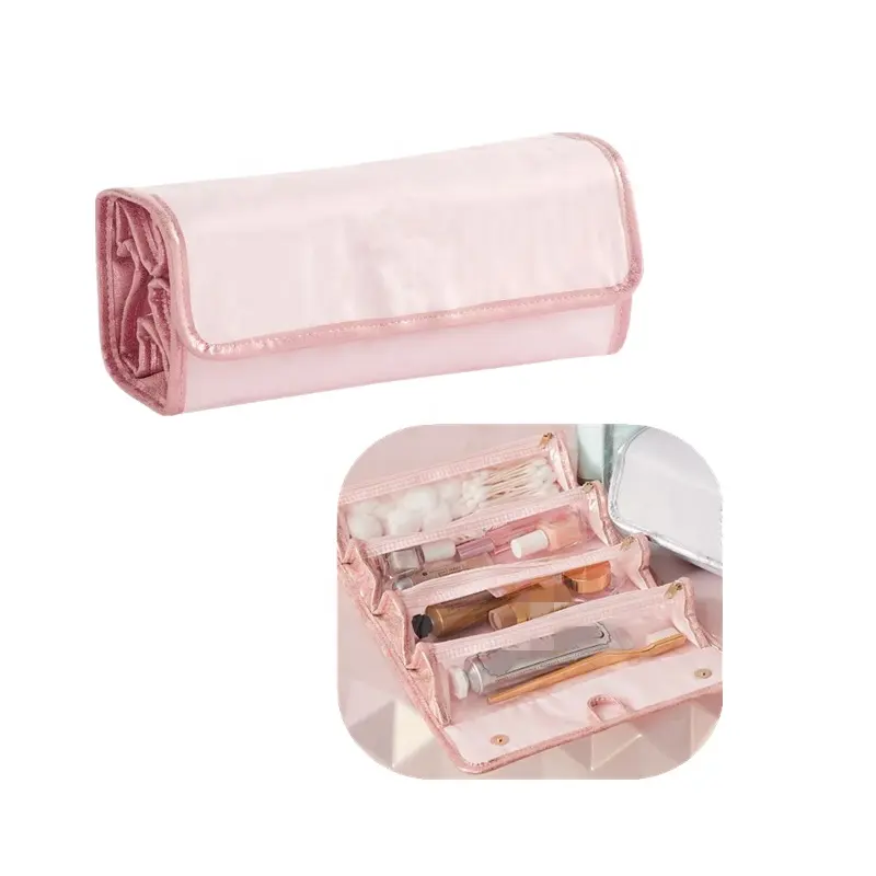 Sac de maquillage pour femmes, sac de voyage suspendu, trousse de maquillage, organisateur de voyage de toilette pour femmes, 4 pochettes de rangement, organisateur de maquillage cosmétiques, premiers soins médecine