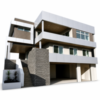 Maison préfabriquée moderne de luxe à trois étages, maison modulaire compacte avec garage intégré, villa durable pour une vie écoresponsable