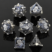 Ensemble de dés métalliques perlés argentés faits à la main, écologiques, à facettes, 7 pièces, polyédriques creux, pour D&D, Dungeons & Dragons, RPG, jeux de table