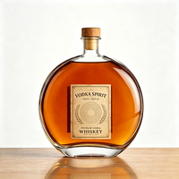Bouteilles diffuseurs en verre rondes et plates de 250 ml et 500 ml, fond épais, bouchon en liège noir pour diffuseur à bâtonnets, huiles essentielles, stockage de liquides