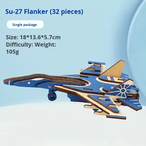 <span class=keywords><strong>3D</strong></span> stereo phim hoạt hình bằng gỗ máy bay Câu Đố laser cắt DIY khối xây dựng mô hình đồ chơi giáo dục cho sinh viên trẻ em bán buôn hộp - Product Image 6