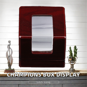 Boîte de présentation d'anneaux en bois faite à la main, autoportante, avec fenêtre transparente en acrylique pour hockey, football, basketball, baseball - Product Image 2