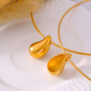 Collier ras du cou en acier inoxydable 316L plaqué or 14k 18k en forme de goutte d'eau pour femmes - Product Image 5