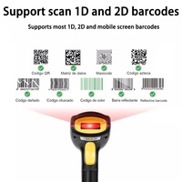 Offre Spéciale en stock lecteurs de codes-barres laser Bluetooth sans fil portables 1d 2d lecteur de codes QR bon marché pour supermarché entrepôt