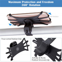 Support de téléphone portable en silicone 2026 avec poignée pour guidon de moto - Rotation réglable, ajustement universel pour téléphones de 5,5 à 7 pouces