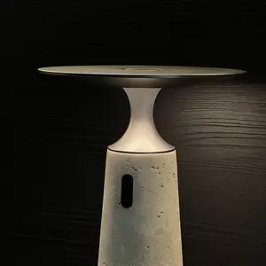 Zhihui lampu malam Indah Modern lampu meja batu Travertine marmer alami kokoh dekoratif