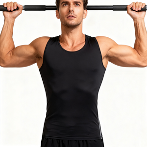 Fabricación de tela ajustada deportiva Chaleco atlético sin mangas Hombres Camisetas sin mangas Deportes Correr al aire libre Sin mangas Hombres Tops activos - Product Image 1