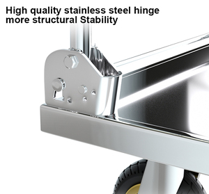 Carrello <span class=keywords><strong>a</strong></span> <span class=keywords><strong>mano</strong></span> con piattaforma in acciaio inossidabile di medie dimensioni 60*90CM con ruota silenziosa con corrimano pieghevole - Product Image 6