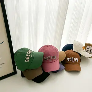 قبعات بيسبول للأطفال بتصميم كوري موديل 2023 بحافة ناعمة قبعة باللون الوردي والأخضر للبيع بالجملة