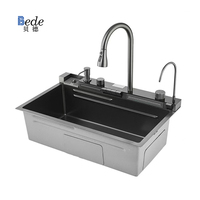 Beehive Basin Whale Nano Einzelbecken-Spüle aus Edelstahl, groß, verdickt, handgefertigt, für gewerbliche Nutzung, mit Regenwasserablauf