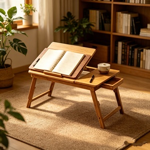 Adjustable Folding Bamboo Laptop <strong>Desk</strong> <strong>with</strong> <strong>Drawer</strong> - Product Image 2