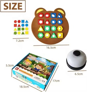 Jeu de puzzle de correspondance des formes et des couleurs, plateau de jeu géométrique, échiquier en forme d'ours, jeu de société interactif pour enfants - Product Image 2