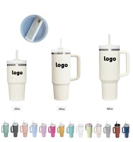 Vaso Térmico Ecológico Sin Marca Mini Vaso Personalizado con Logo Aislado de Acero Inoxidable de 40oz y 30oz con Asa y Tapa con Popote Estilo Stanley