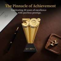 Trophée métallique personnalisé gravé au laser et embossé pour le 30e anniversaire, récompense en or avec numéro, reconnaissance d'entreprise, appréciation des employés