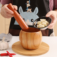 Mortier et pilon décoratifs en bois, les plus vendus, pour broyage d'épices, herbes et poudre de pesto