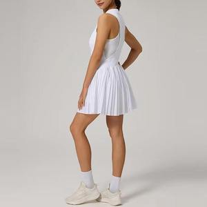 Gaun tenis A-Line wanita, ringan DCK-1002 dengan rok lipit dan kerah berdiri kebugaran dan latihan olahraga luar ruangan - Product Image 5