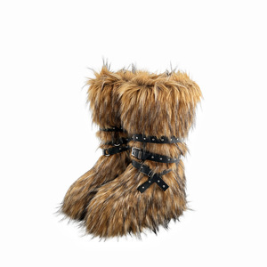 Furry <b>Boots</b> for Women Gothic Punk studded Buckle Belt Flat Y2k ladies <b>High</b> <b>Boots</b> <b>Knee</b> <b>High</b> Faux <b>Fur</b> <b>Boots</b> - Product Image 6