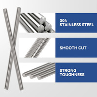 Barres filetées entièrement filetées en acier inoxydable A2-70 DIN975/DIN976, filetage droit, longueur sur mesure, M6-M18, finition passivée