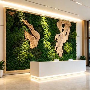 Panel de Musgo Decorativo Personalizado, Musgo Preservado en Madera para Decoración de Paredes de Oficinas, Espacios Comerciales e Interiores - Product Image 1