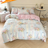 Ensemble de literie en coton 100% de style européen et américain, ensemble de draps imprimés à fleurs, ensemble de housse de couette taille king, linge de lit de luxe
