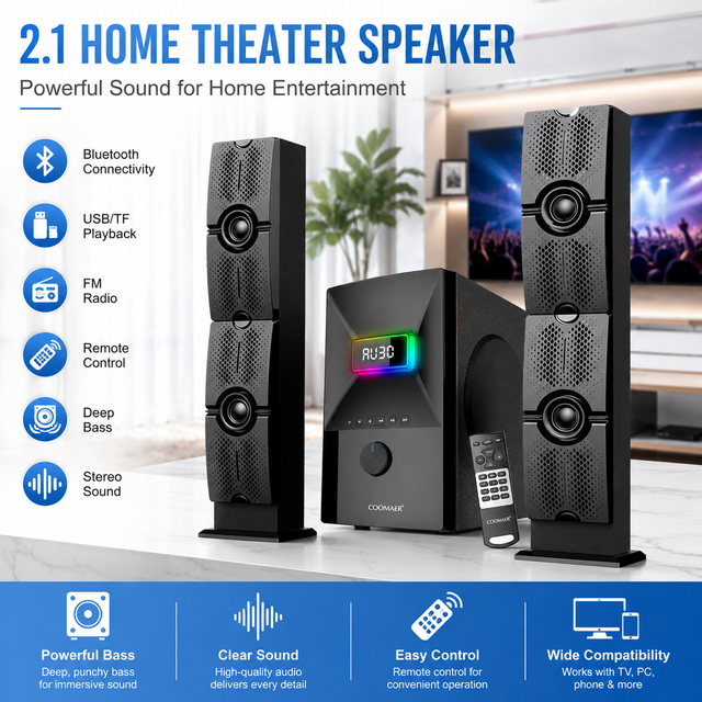Support CKD SKD Remote Control 2.1 Multimedia Fashion Subwoofer Stereo Sound System Home Theater Speaker With Blue Tooth