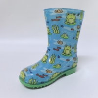 Bottes de pluie unisexes en PVC grenouille bleu poisson dessin animé imperméable à l'eau pour les enfants