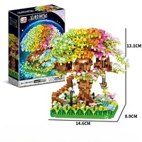 Bloques de Construcción de Plástico con Diseño de Sakura, Mini Suculentas, Flores de Cerezo, Juguetes de Bricolaje para Niños