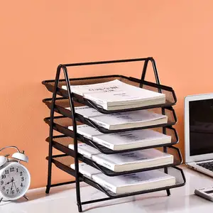 New Style Metal Document Shelf With 5 -tier Document Trays For Office Desktop