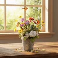 Nordischer Stil Hochwertige Künstliche Blumenarrangements im Eisentopf für Hochzeit, Heimdekoration, Weihnachten, Abschlussfeier, Muttertag
