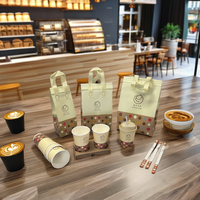 Emballage jetable à emporter imprimé personnalisé pour barbecue et gâteau Sachets de thé au lait pliables Sac alimentaire isolé Sac thermique non tissé