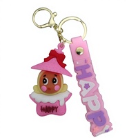 Porte-clés en PVC en forme de biscuits 3D mignons, faits à la main, écologiques, scintillants, style dessin animé, jouets créatifs en caoutchouc de haute qualité, vente en gros