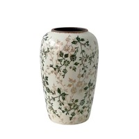 Vase en céramique de style chinois rétro, faux antique, luxe léger, haut de gamme, arrangement floral, décoration de salon avec un design simple