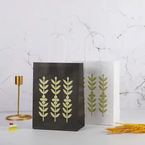 New simple wheat leaf green kraft paper handbag gift shopping bag manufacturers wholesale