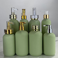 Emballage pour Soins Capillaires Hengjian Vert 250ml 300ml Flacon de Lotion Cosmétique de Luxe 200ml Bouteilles de Shampooing en Plastique HDPE avec Pompe Dorée