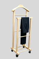 Porte-vêtements vertical JB en bois massif sur roulettes – Support de rangement pour costumes