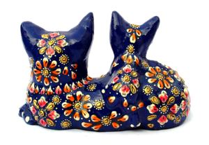 Statue de chaton peinte en métal artisanal Nirmala, émail indien fait main, jouet Feng Shui ovale, décoration d'intérieur du Rajasthan - Product Image 3