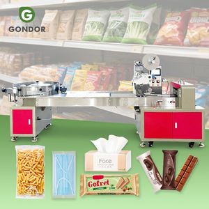Máquina de envasado horizontal de flujo continuo para bolsas de frutas, masa de galleta individual, HDPE, para helados y pan doble - Product Image 1