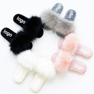 Pantuflas de Invierno de Alta Calidad para Mujer, Pantuflas de Piel Sintética de Zorro, Pantuflas Grises para Mujer, Sandalias de Piel para Chicas Americanas - Product Image 5